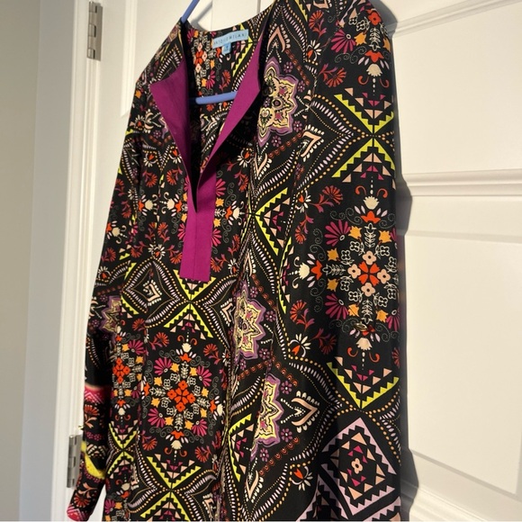 Antonio Melani Multicolor Aztec Geometric Print Henley Collar Shirt Dress Sz 8 - Picture 6 of 8